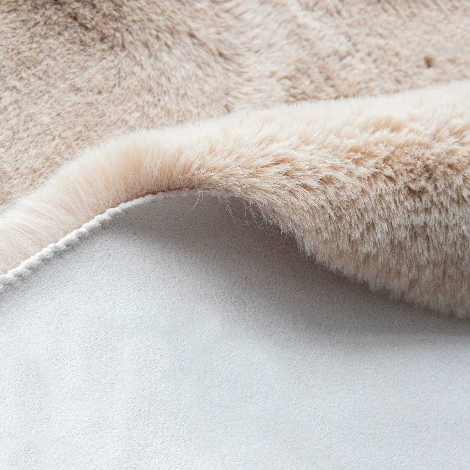 ORINOVA Tapijt 60 x 90 cm beige Konijnenbont Vloerkleed Zacht Imitatiebont Pluizig voor Woonkamer