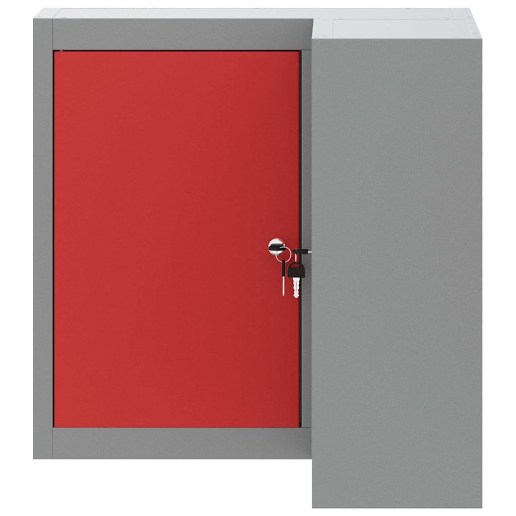 vidaXL Gereedschapskast met plank Rood en grijs 55 x 55 x 55 cm