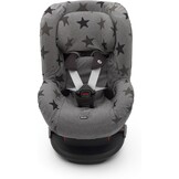 Dooky Seat Cover, Separate Headrest Cover Included, Universal Size, Fits Most Baby Car Seats with 5 Point Belts, 95 Percent Cotton and 5 Percent Lycra, Washable, Group 1+ yrs (9-18 kg), Grey Stars