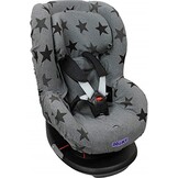 Dooky Seat Cover, Separate Headrest Cover Included, Universal Size, Fits Most Baby Car Seats with 5 Point Belts, 95 Percent Cotton and 5 Percent Lycra, Washable, Group 1+ yrs (9-18 kg), Grey Stars
