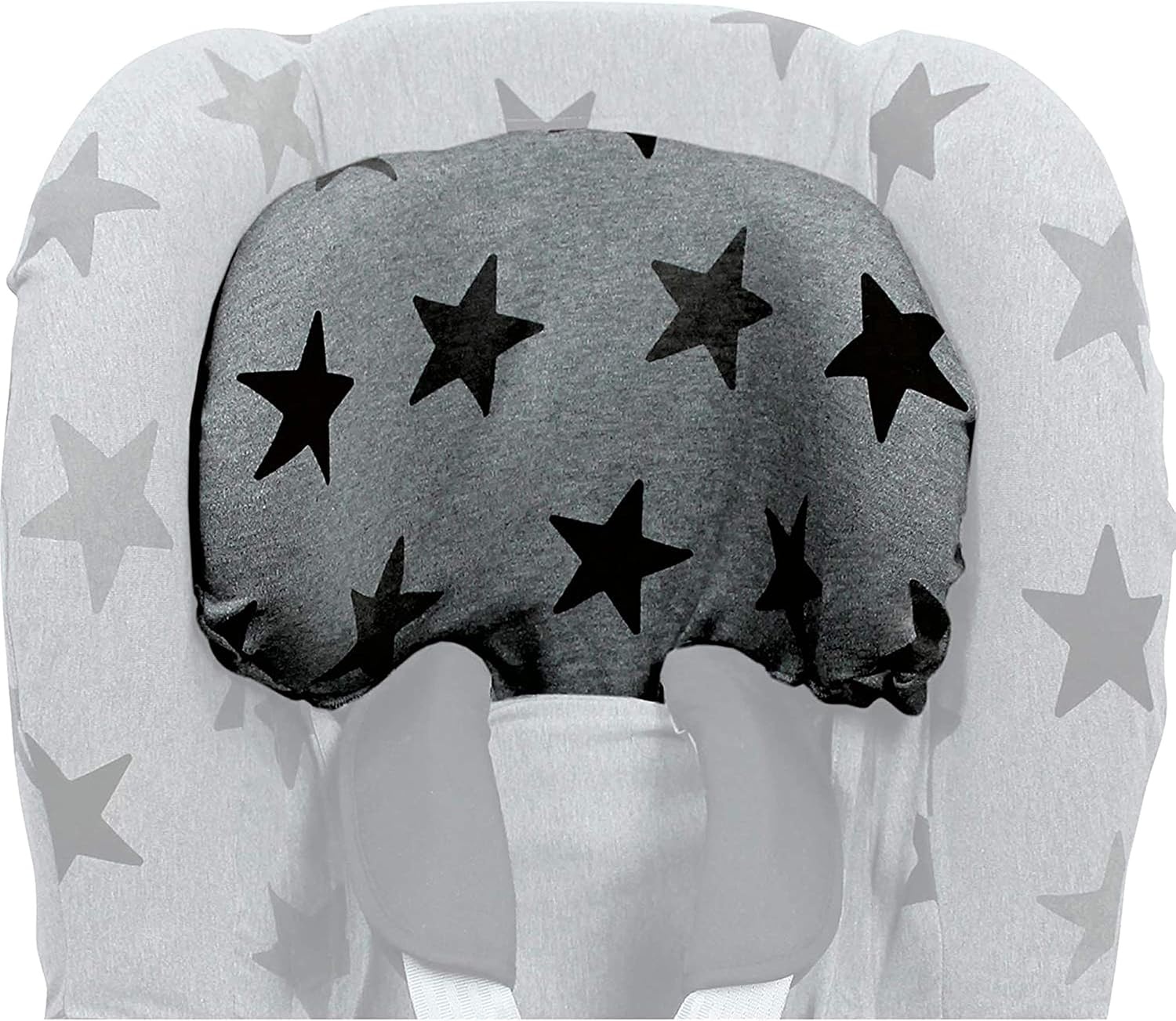 Dooky Seat Cover, Separate Headrest Cover Included, Universal Size, Fits Most Baby Car Seats with 5 Point Belts, 95 Percent Cotton and 5 Percent Lycra, Washable, Group 1+ yrs (9-18 kg), Grey Stars