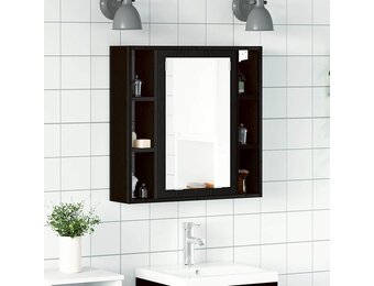 vidaXL Badkamerspiegelkast 60x16x60 cm spaanplaat zwart eikenkleurig