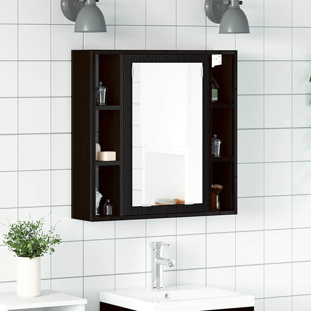 vidaXL Badkamerspiegelkast 60x16x60 cm spaanplaat zwart eikenkleurig