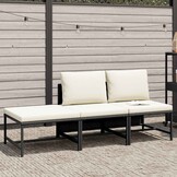 vidaXL 3-delige Loungeset met kussens poly rattan zwart