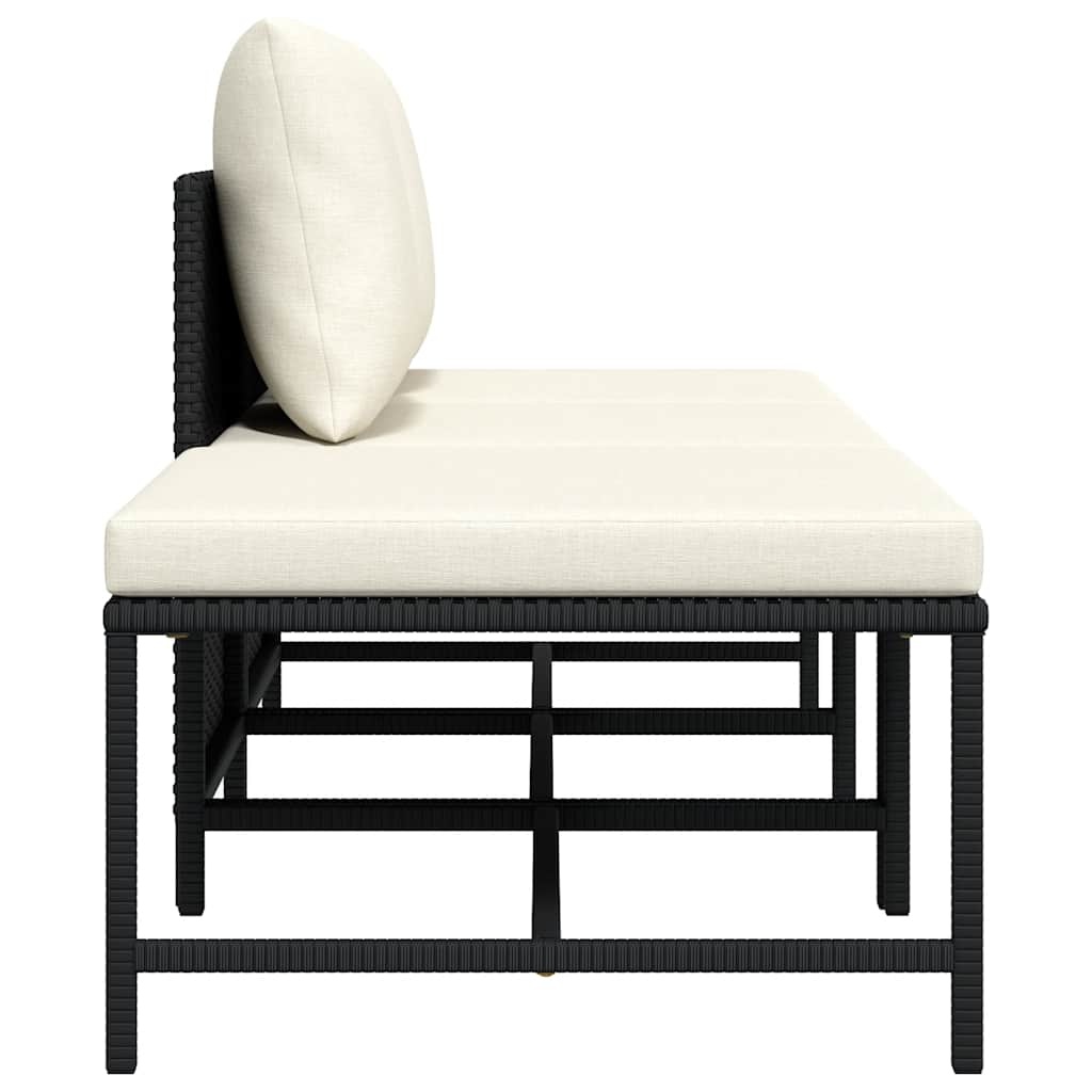 vidaXL 3-delige Loungeset met kussens poly rattan zwart