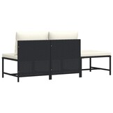 vidaXL 3-delige Loungeset met kussens poly rattan zwart