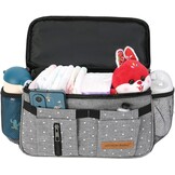 Miracle Baby Kinderwagen Organizer - 35 x 16 x 35 cm - Grijs met stippen