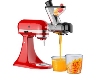 Masticating Juicer opzetstuk voor KitchenAid blender, slow juicer opzetstuk, koude pers sapcentrifuge machine met dubbele mond feed chute voor KitchenAid mixer-opzetstukken van Cofun