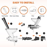 Masticating Juicer opzetstuk voor KitchenAid blender, slow juicer opzetstuk, koude pers sapcentrifuge machine met dubbele mond feed chute voor KitchenAid mixer-opzetstukken van Cofun