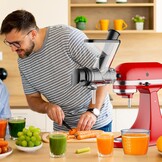 Masticating Juicer opzetstuk voor KitchenAid blender, slow juicer opzetstuk, koude pers sapcentrifuge machine met dubbele mond feed chute voor KitchenAid mixer-opzetstukken van Cofun