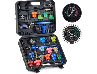 Orion Motor Tech koelvloeistofdruktestset, 31-delige Master koelvloeistof vacuümvulset met 23 radiatoradapters