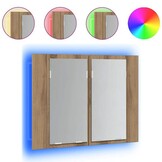 vidaXL Spiegelkast LED 60x12x45 cm bewerkt hout artisanaal eikenkleur