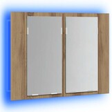 vidaXL Spiegelkast LED 60x12x45 cm bewerkt hout artisanaal eikenkleur