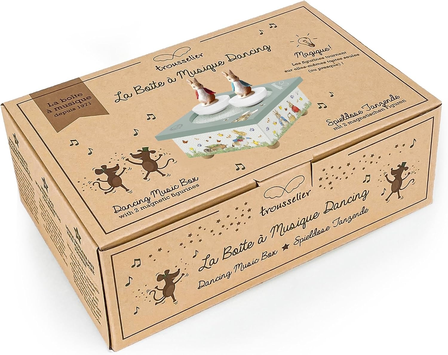 Trousselier Peter Rabbit Dansende Muziekdoos - Groen - 11,5 x 8,5 x 11,5 cm