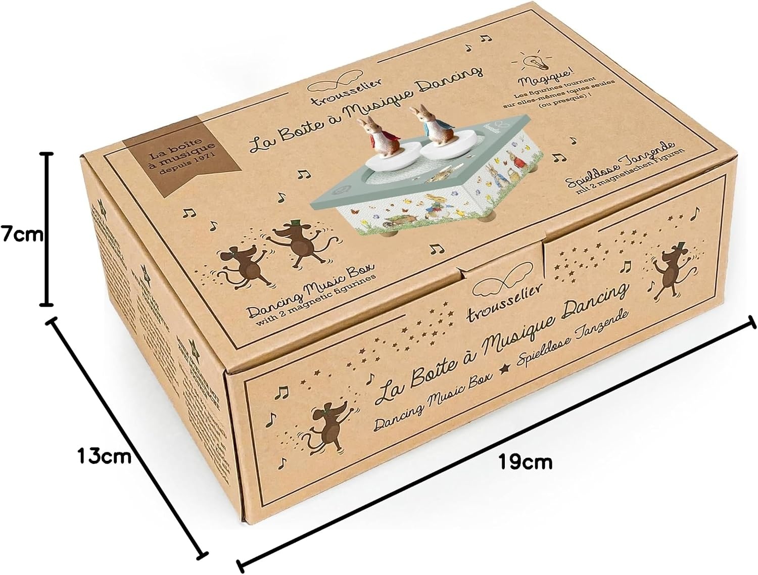 Trousselier Peter Rabbit Dansende Muziekdoos - Groen - 11,5 x 8,5 x 11,5 cm