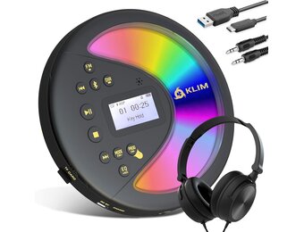 KLIM Discover Draagbare CD-speler met Bluetooth en Koptelefoon - Zwart/Goud