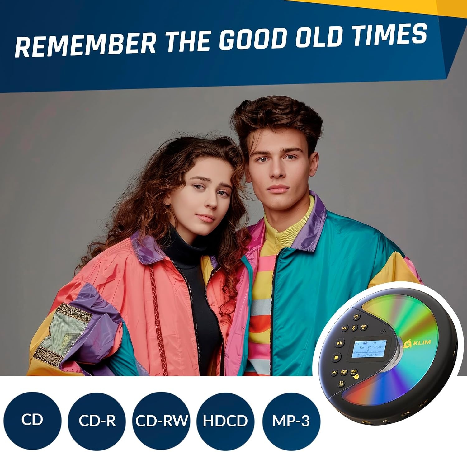 KLIM Discover Draagbare CD-speler met Bluetooth en Koptelefoon - Zwart/Goud