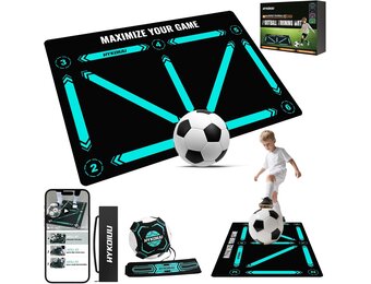 Football Training Mat With Kick Trainer 90 X 60 Cm Football Skills Mat Mastery Footstep Agility Pad To Boost Speed, Strength & Coordination Non-Slip Footbal Mastery Mat For Kids Youth Gifts