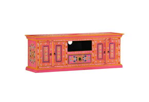 Tv-meubel 110x30x40 cm Massief Mangohout Roze - 55% Korting