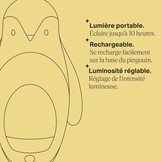 Tommee Tippee 2-in-1 Portable Penguin Nursery Night light with Portable Egg Light, Adjustable Brightness, USB-Powered