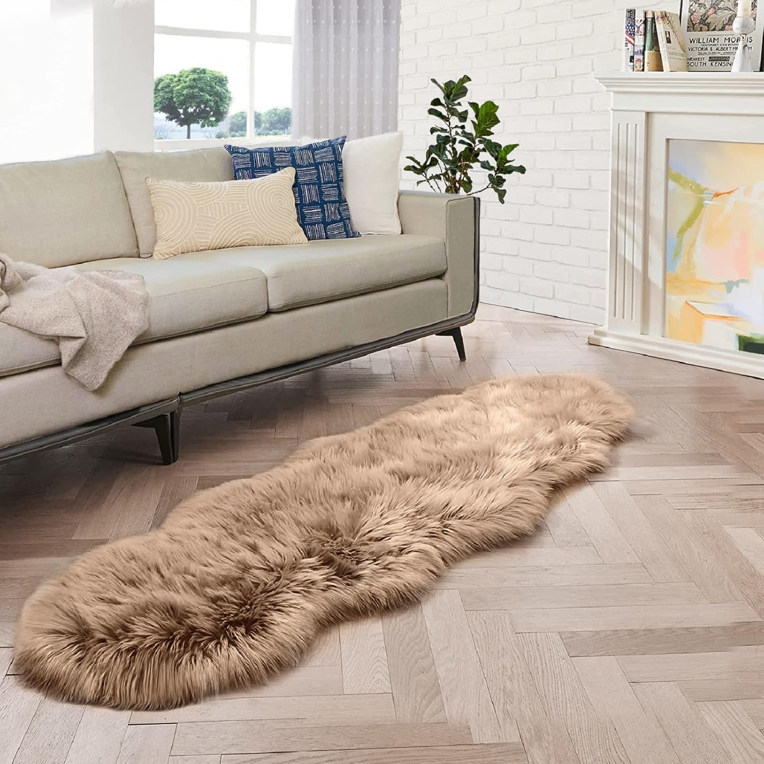 ORINOVA Fluffy Vachtvorm Vloerkleed Beige 60 x 180 cm