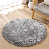ORINOVA Tapijt rond 90 cm grijs Fluffy Vloerkleed Zacht Shaggy Tapijt voor Slaapkamer