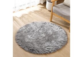 Rond Grijs Tapijt 90cm - Zacht & Machinewasbaar - 50% Korting