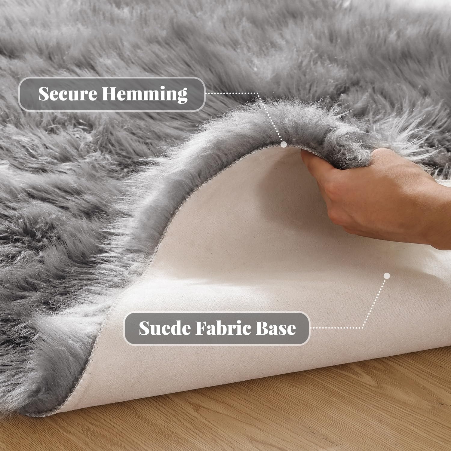 ORINOVA Tapijt rond 90 cm grijs Fluffy Vloerkleed Zacht Shaggy Tapijt voor Slaapkamer