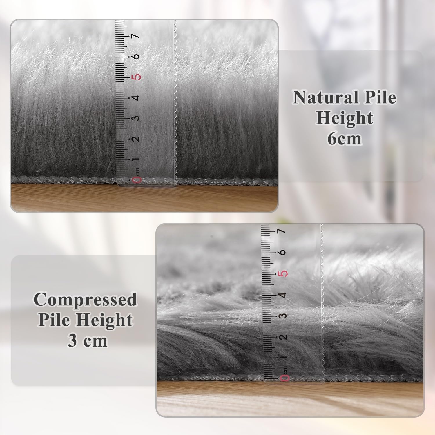 ORINOVA Tapijt rond 90 cm grijs Fluffy Vloerkleed Zacht Shaggy Tapijt voor Slaapkamer