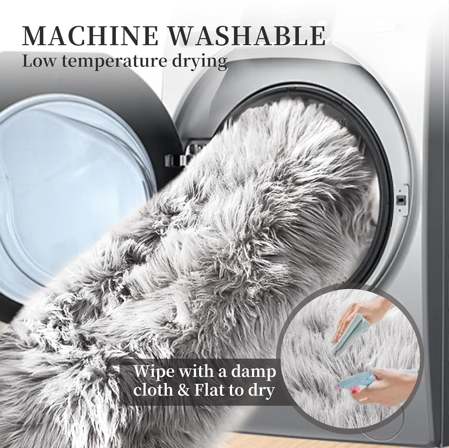 ORINOVA Tapijt rond 90 cm grijs Fluffy Vloerkleed Zacht Shaggy Tapijt voor Slaapkamer