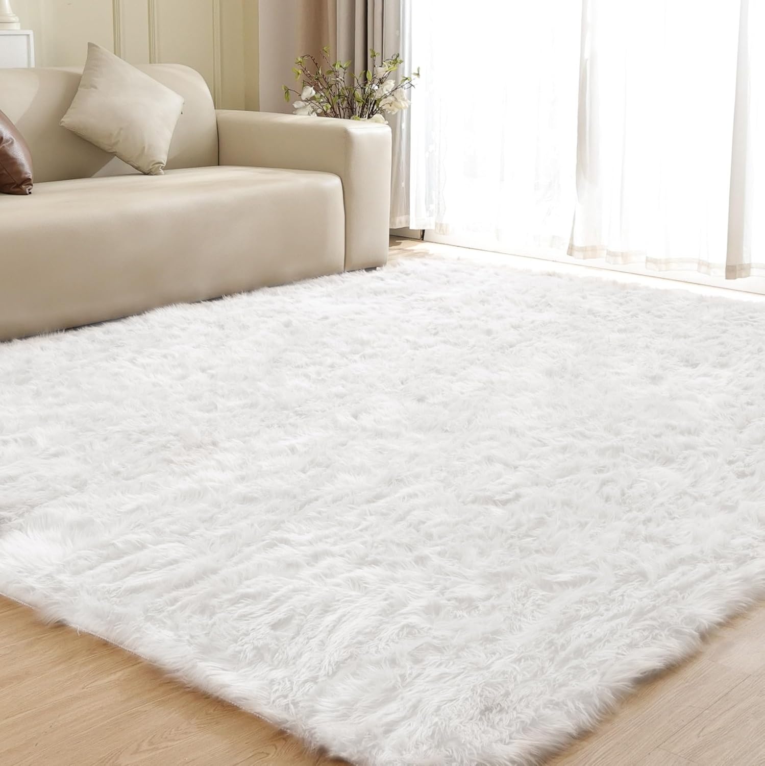 ORINOVA Tapijt rond 90 cm grijs Fluffy Vloerkleed Zacht Shaggy Tapijt voor Slaapkamer