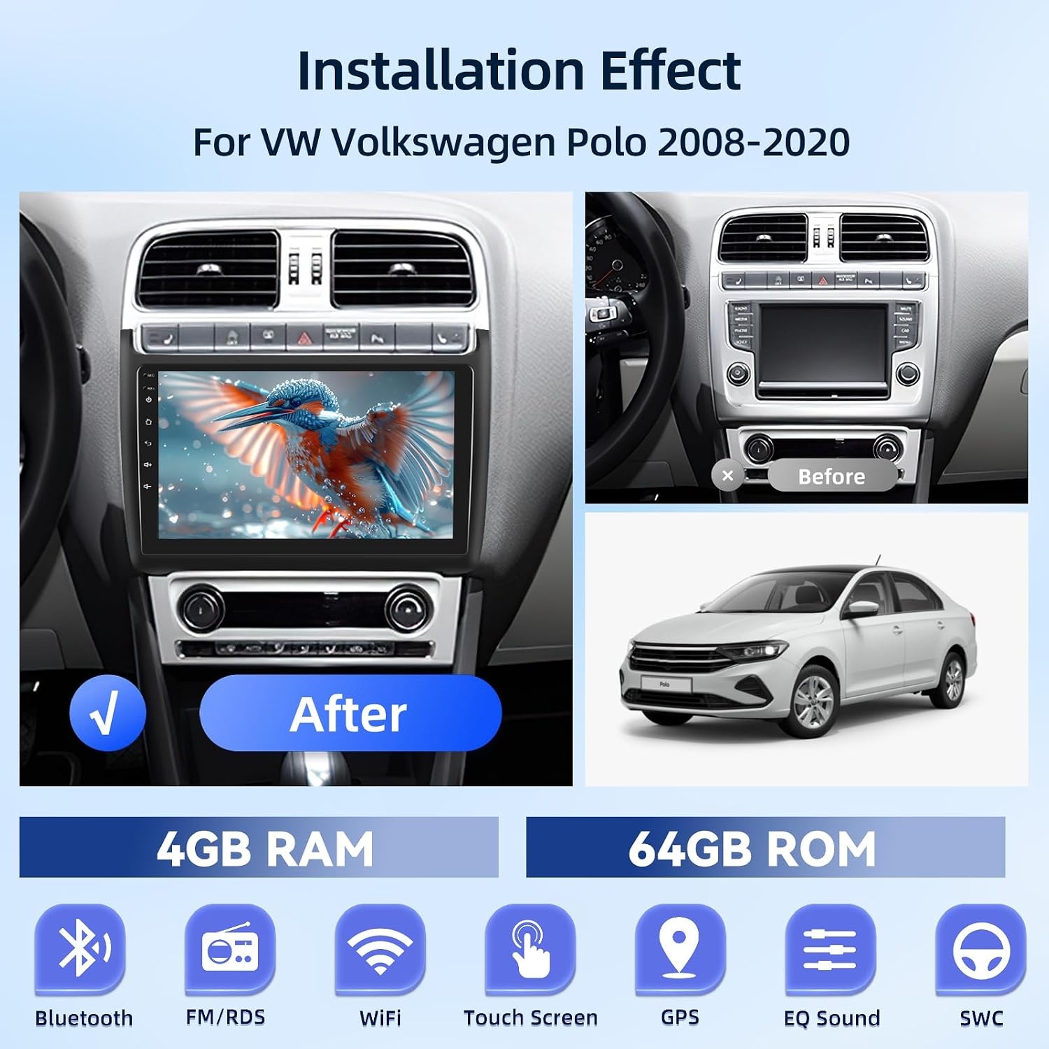 Autoradio Android VW Polo (08-20) 9" IPS - Met 35% Korting!