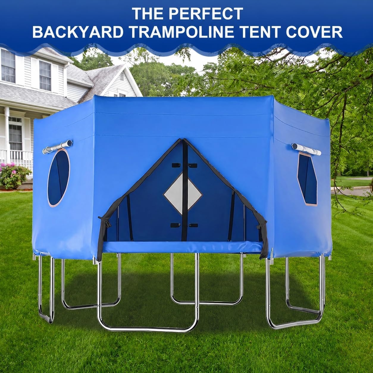 Trampoline Overkapping 427 cm Blauw - 54% Korting!