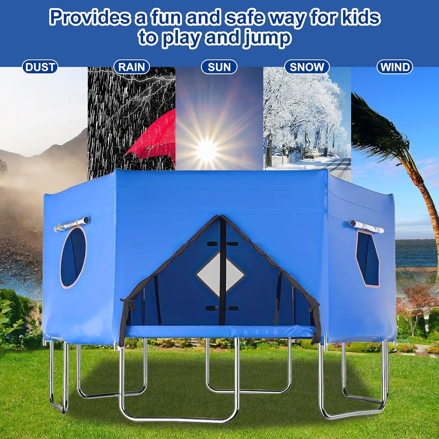 Trampoline Overkapping 427 cm Blauw - 54% Korting!