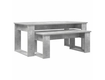 vidaXL Koffietafel Set 2 pcs Beton Grijs Bewerkt hout