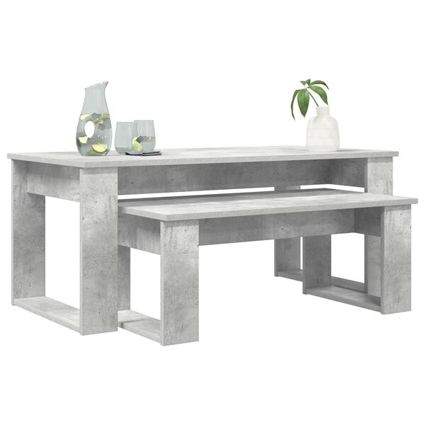 vidaXL Koffietafel Set 2 pcs Beton Grijs Bewerkt hout