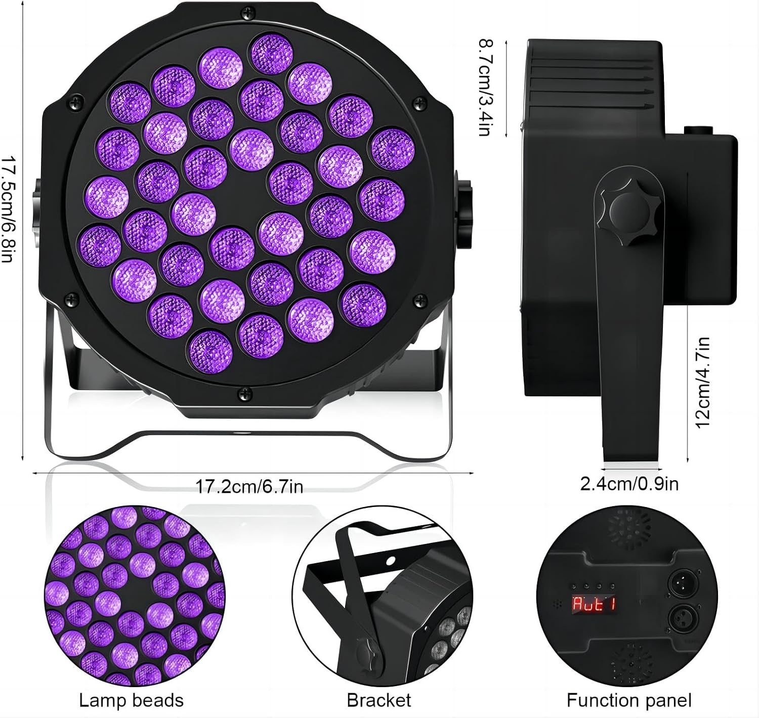 72W UV Blacklight DMX Spotlight met Afstandsbediening - 34% Korting