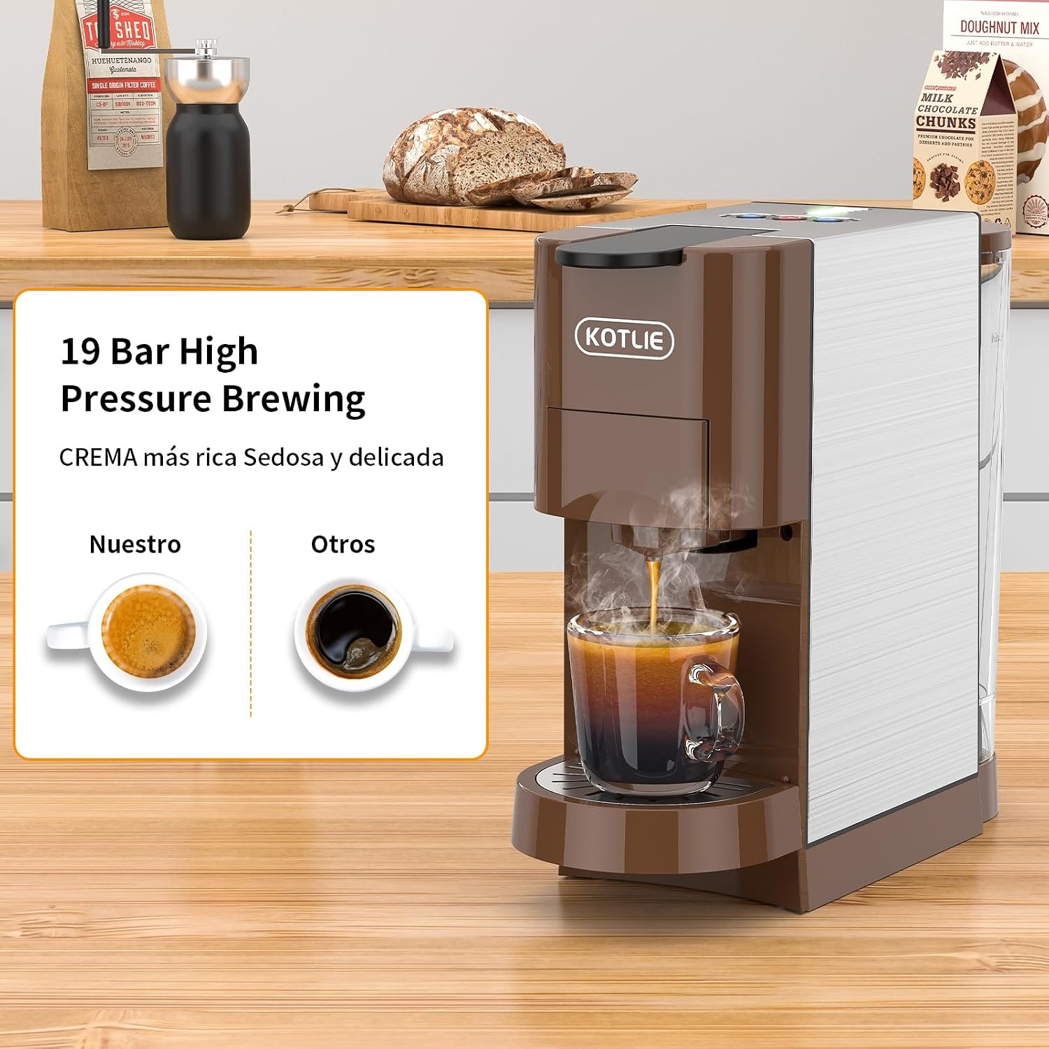 5-in-1 Koffiemachine: Nespresso, Dolce Gusto, Lavazza, ESE & Gemalen Koffie | 19 Bar