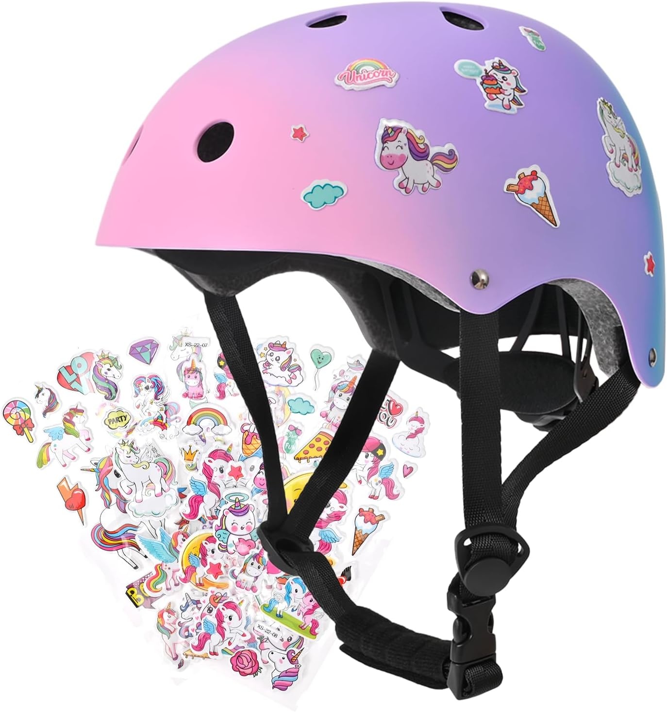 Kinderhelm Kleurverloop Roze-Paars-Groen | Maat S | Skateboard & Fiets | 33% Korting