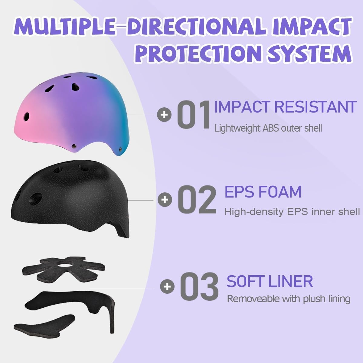 Kinderhelm Kleurverloop Roze-Paars-Groen | Maat S | Skateboard & Fiets | 33% Korting