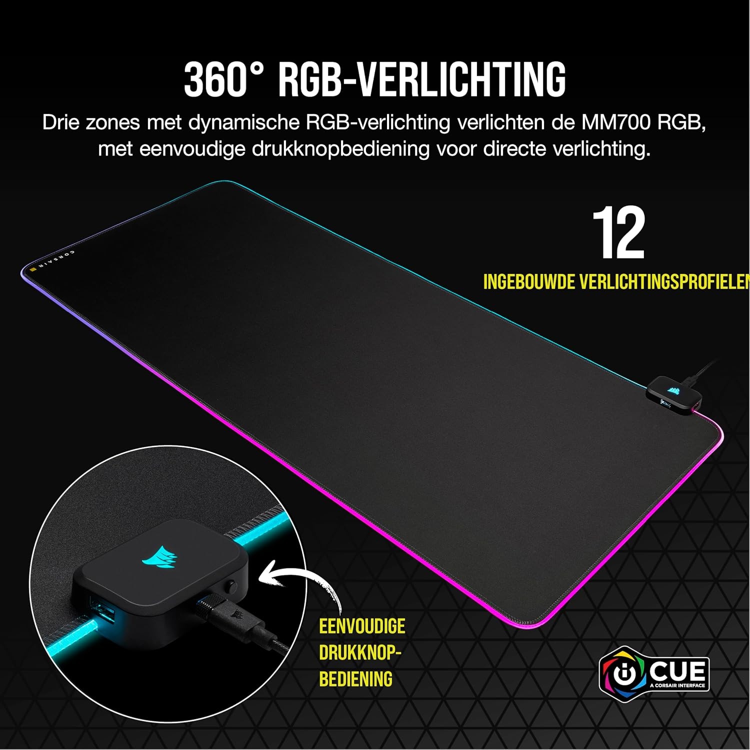 RGB Gaming Muismat XL 930x400mm, 4mm dik - 53% Korting