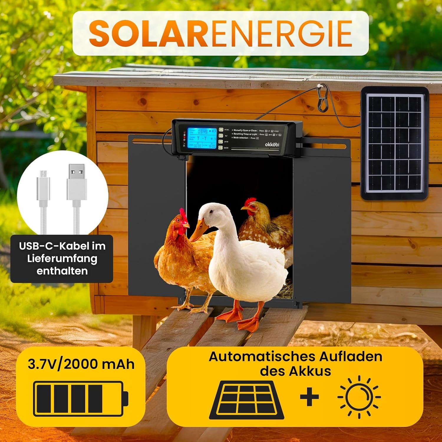 Automatisch Kippenhokdeurtje XL Zonne-energie - Zwart - 53% Korting