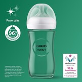 PHILIPS Avent Glazen Natural Response-babyfles - 2 Babymelkflessen van 240ml, BPA-vrij voor pasgeboren baby's van 1 maand en ouder (Model SCY933/02)