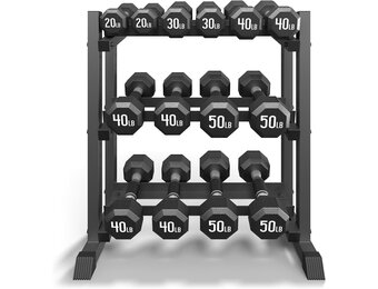 Halterrek met 3 niveaus, 499 kg capaciteit verstelbaar halterrek voor thuissportschool, zware halterstandaard voor halters, kettlebells en halterschijven (alleen rek)