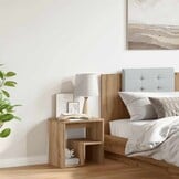 Nachtkastje 40x30x40cm Bewerkt Hout Artisanaal Eiken - 33% Korting