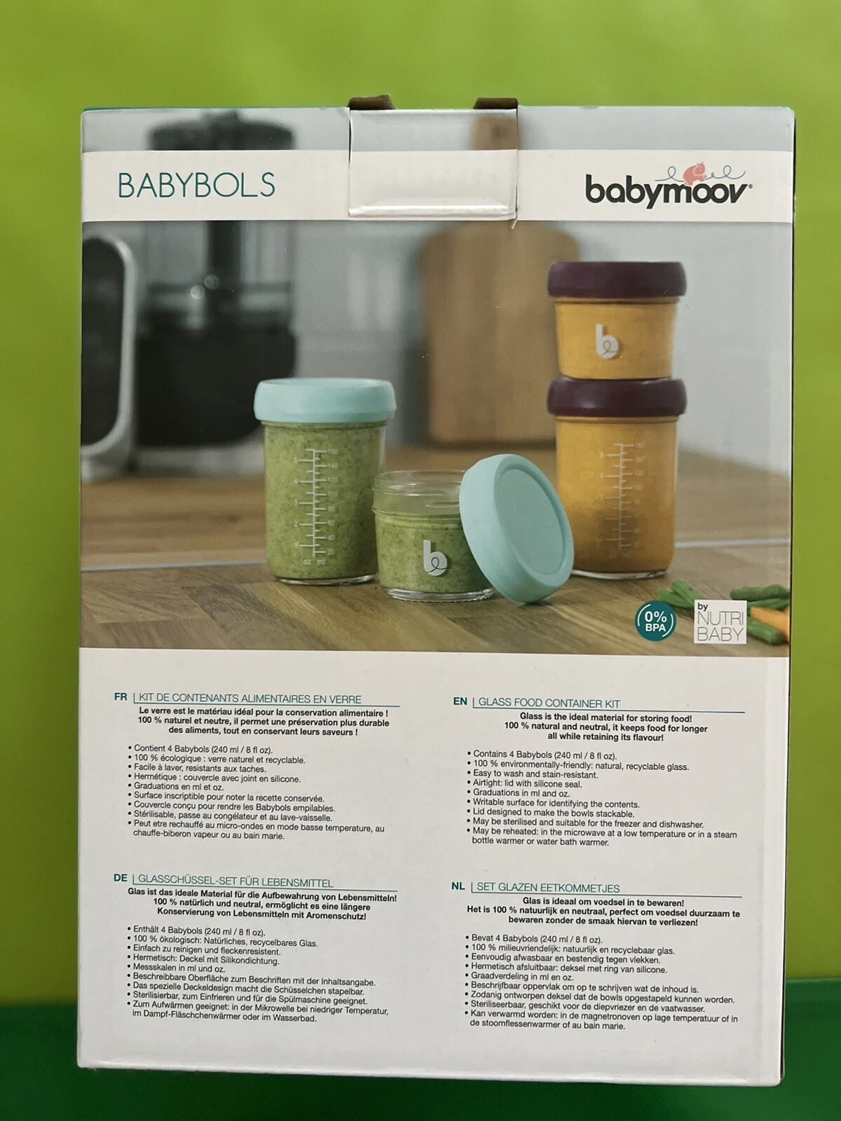 Bewaarbakjes babyvoeding glas 220ml (4 stuks) - 27% korting