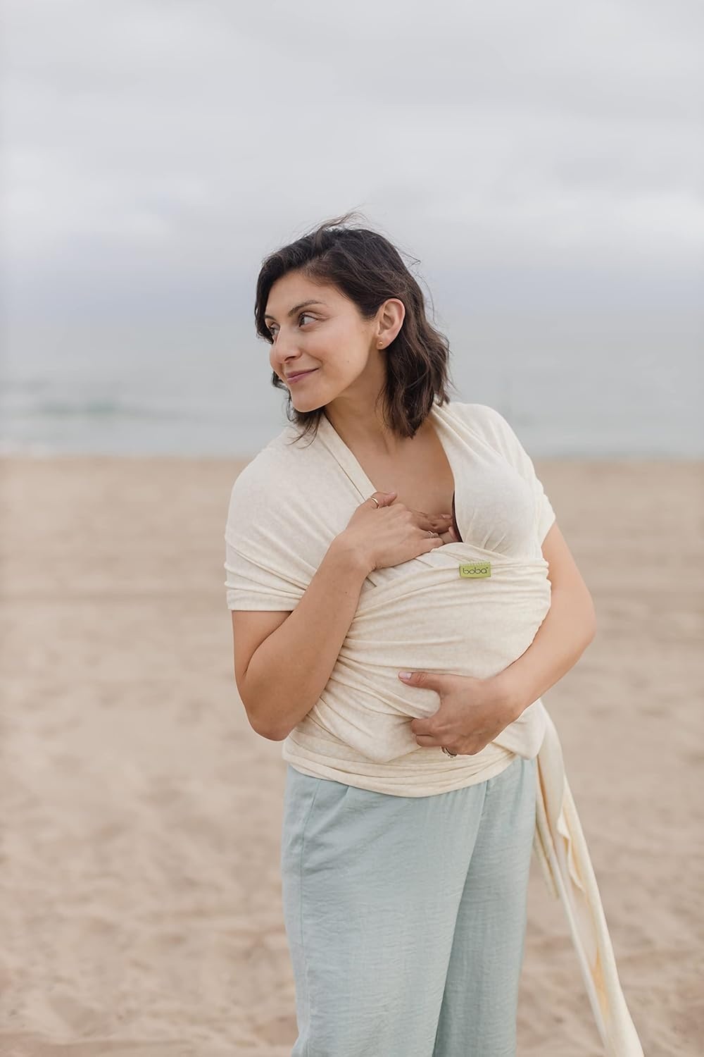 Elastische Babydraagdoek 3-15kg | Serenity Sand Oat Meadow | 29% Korting