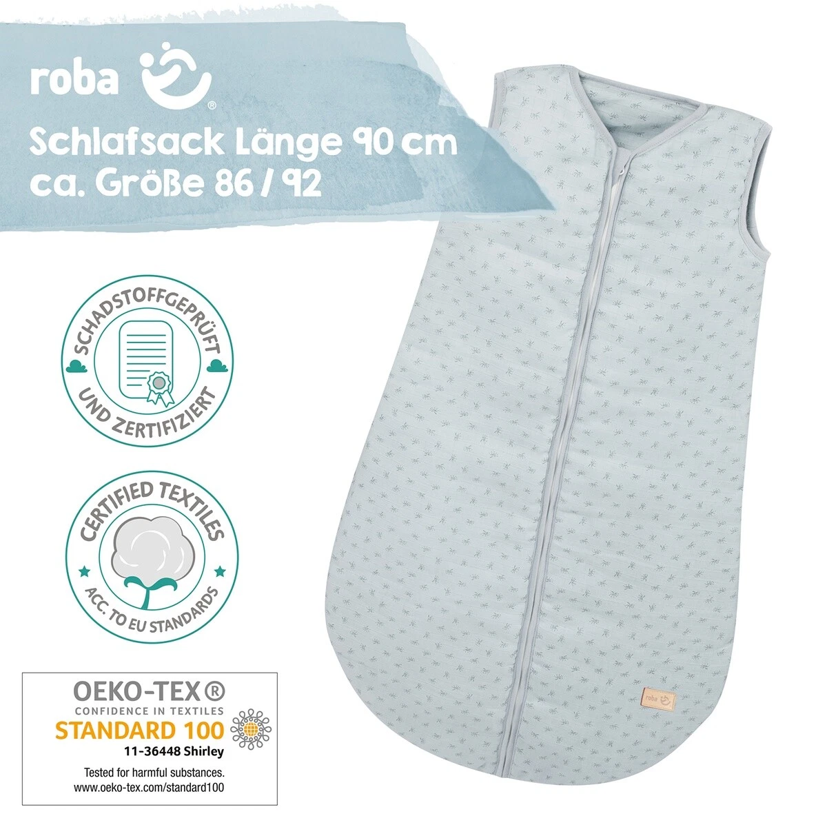 Biologische Baby Slaapzak 90cm - Lichtblauw - 57% Korting