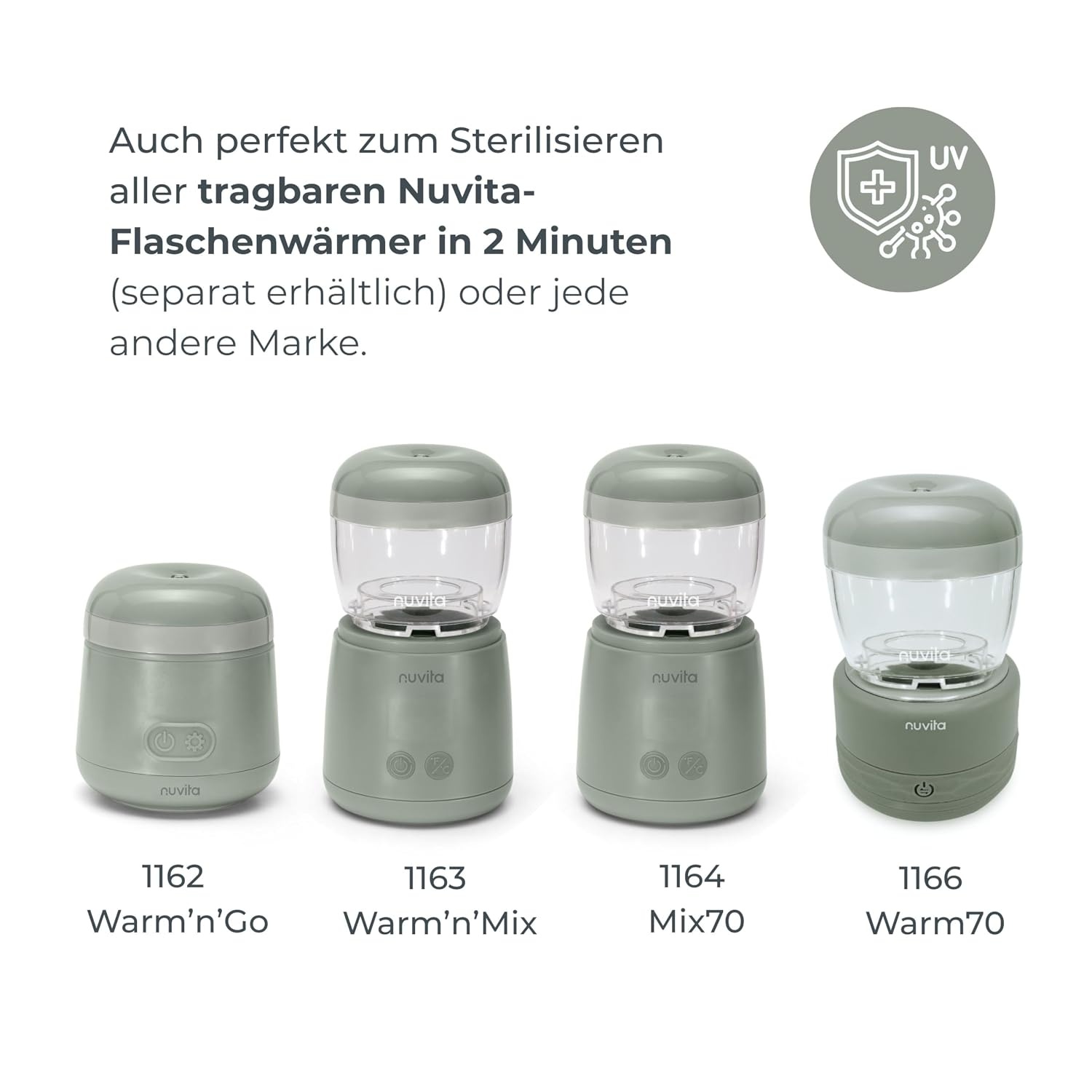 Draagbare UV Sterilisator Babyflessen & Speentjes - 2 Min. - 99,9% Steriel - BPA-Vrij - Salie Groen (28% Korting)