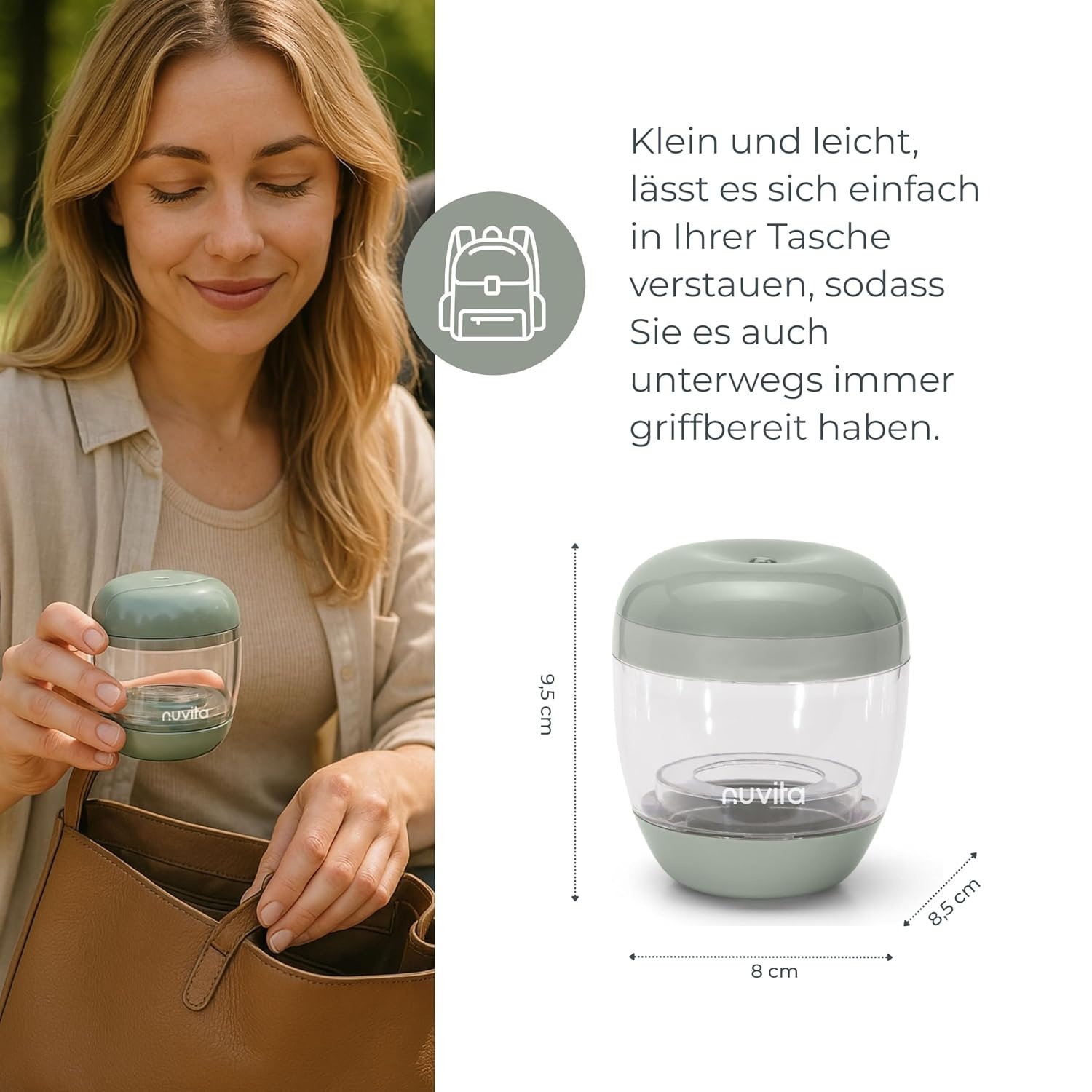 Draagbare UV Sterilisator Babyflessen & Speentjes - 2 Min. - 99,9% Steriel - BPA-Vrij - Salie Groen (28% Korting)
